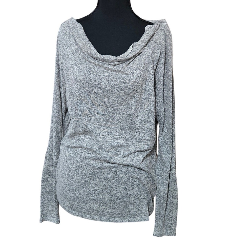 White House Black Market WHBM Gray Scoop Neck Long Sleeve Knit Top Size M